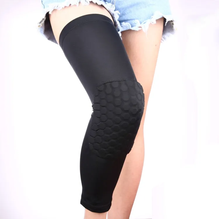 1 PC Beehive Shaped Sports Collision-resistant Lycra Elastic Knee Support Guard, Long Version, Size: L(Black)