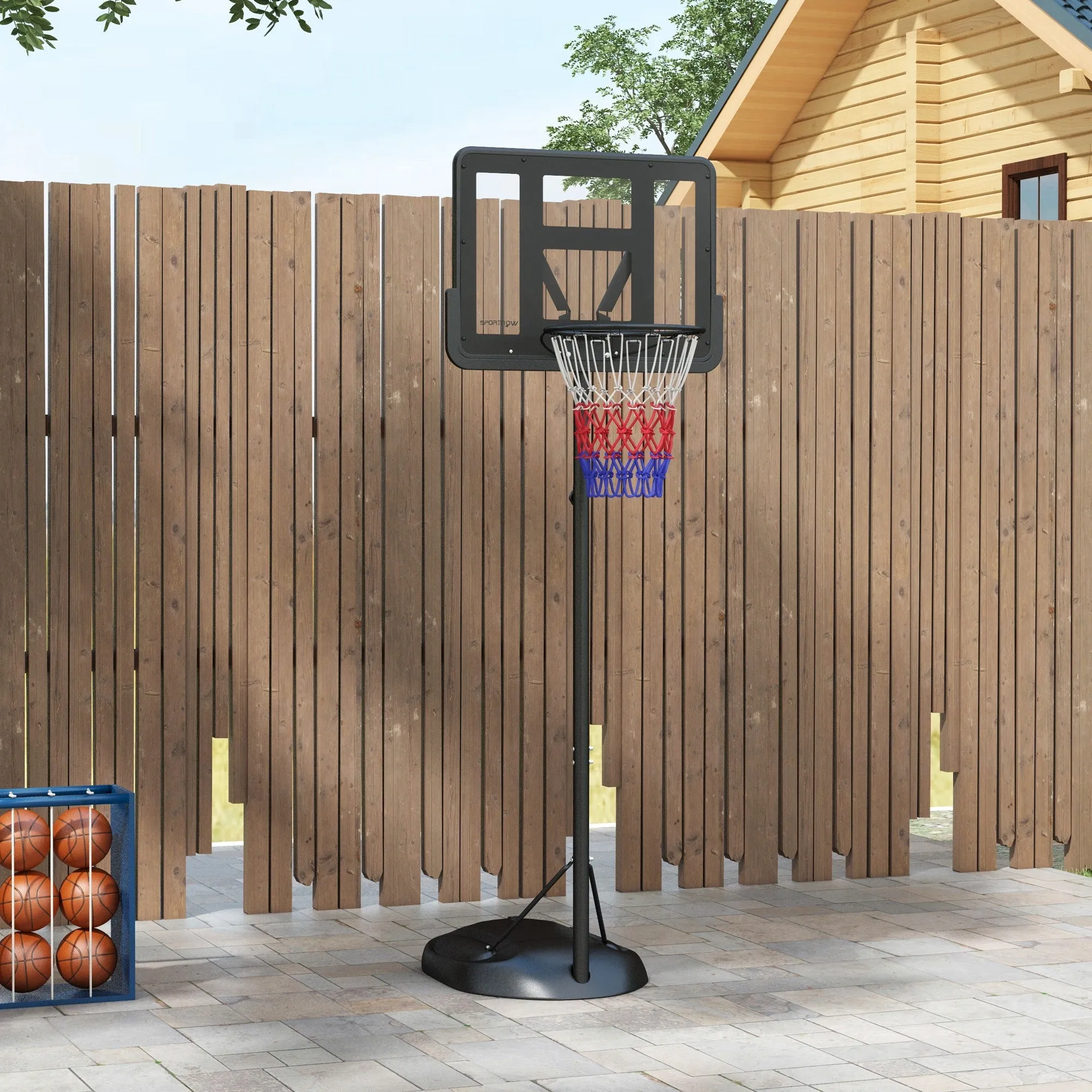 1.7-2.3m Basketball Hoop and Stand w/ Weighted Base, Wheels - Black