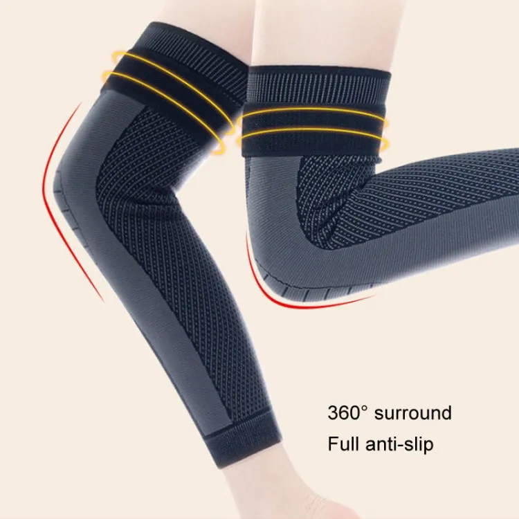 1pair Anti-Slip Compression Straps Keep Warm And Lengthen Knee Pads, Size: L(Plus Velvet Orange)