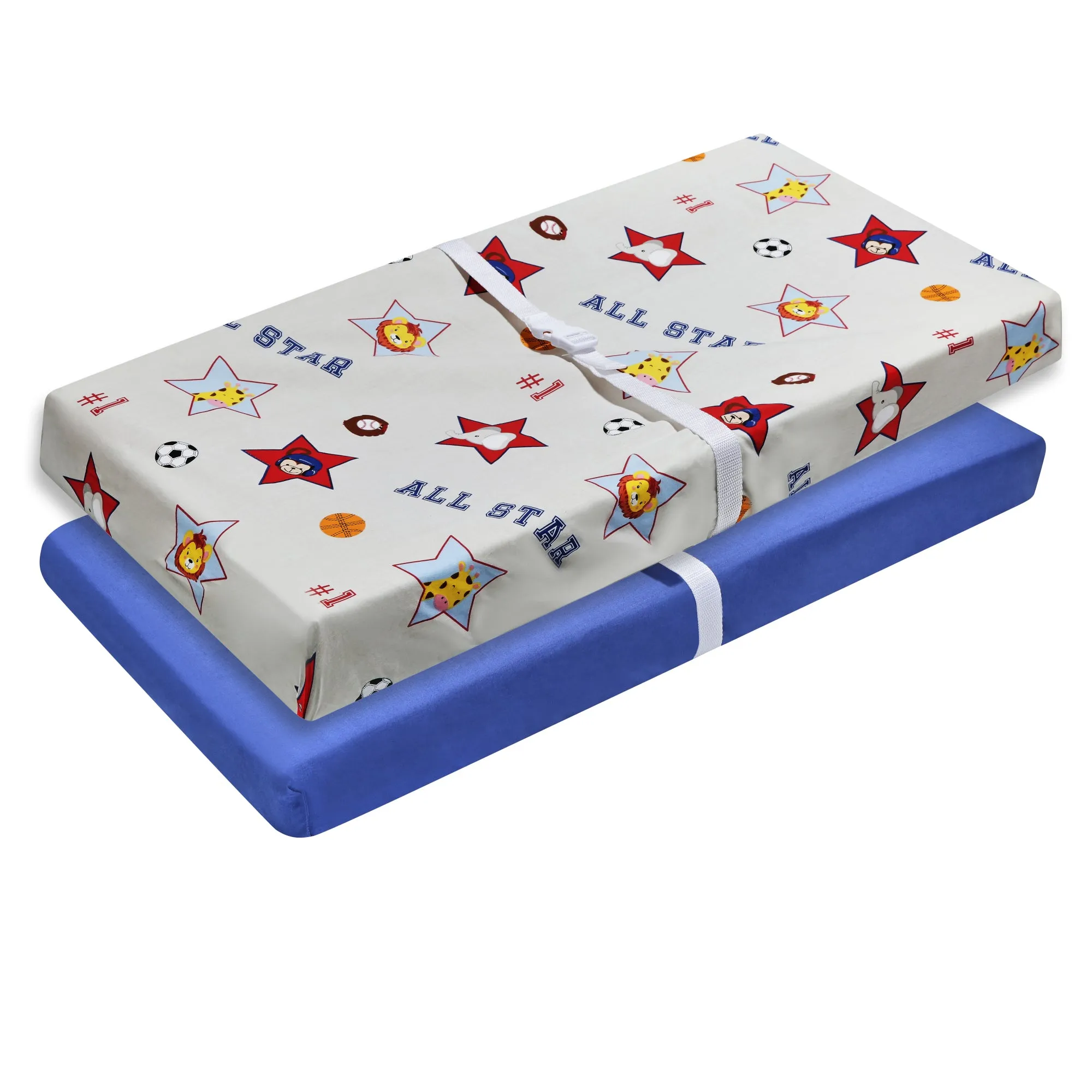 2 Pack Baby Changing Pad Covers - Jungle Sports/Blue