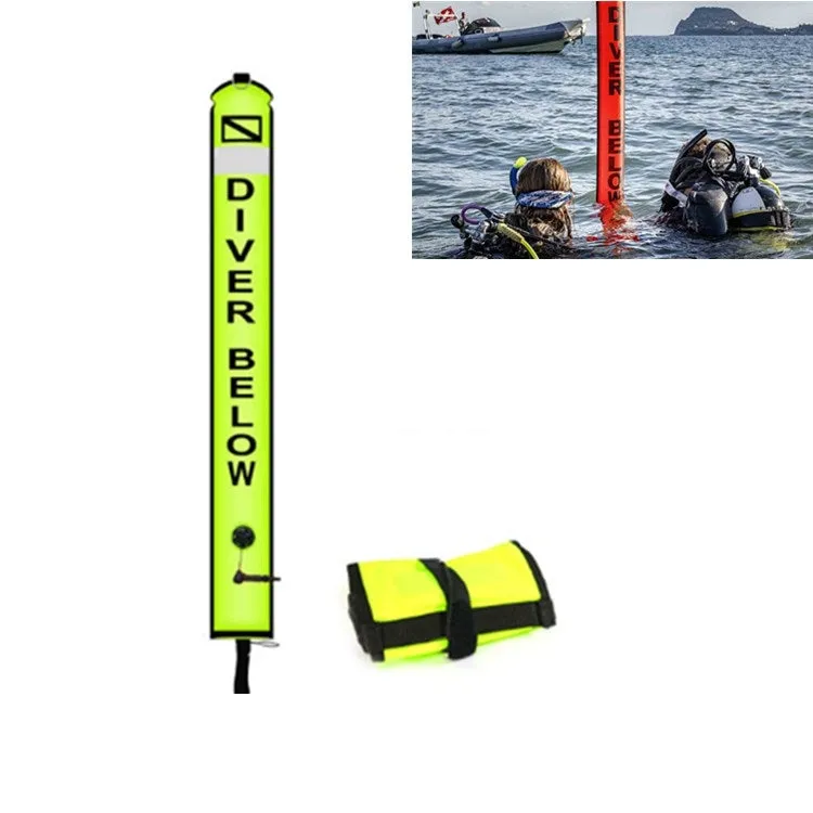 210D Nylon Automatic Seal Safety Signal Diving Mark Diving Buoy, Size:150 x 15cm(Fluorescent Yellow)