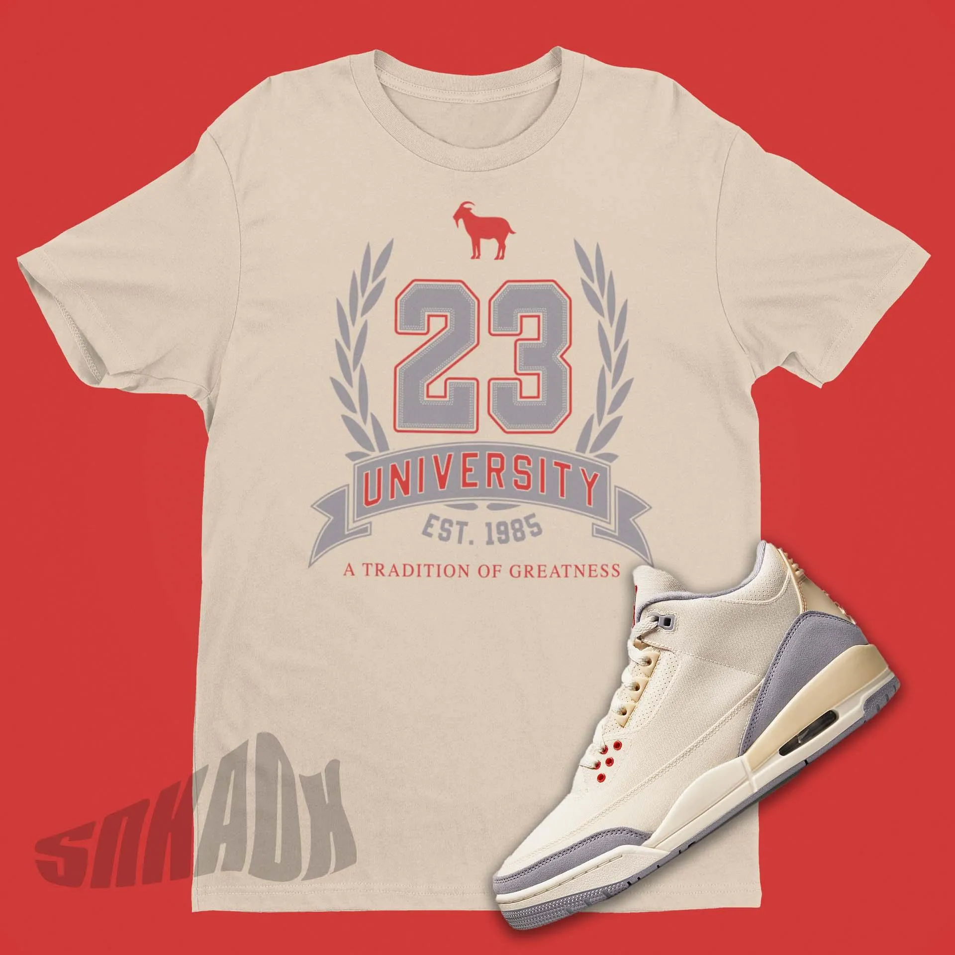 23 University Goat Emoji Shirt to Match Air Jordan 3 SE Canvas