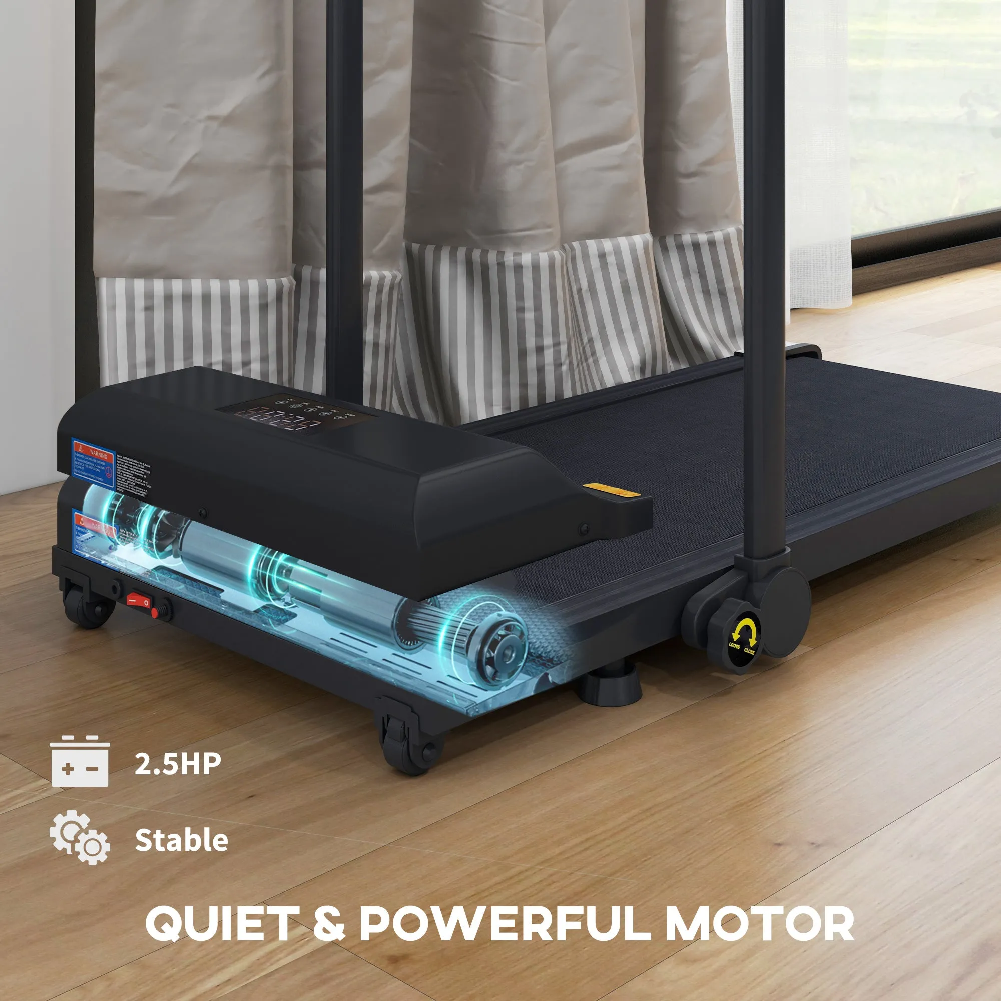 2.5HP Folding Treadmill Walking Pad with Remote Control, 1-10KM/H