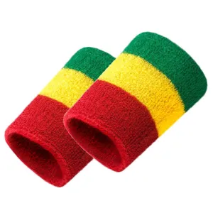 2PCS Basketball Badminton Tennis Running Fitness Towel Sweat-absorbent Sports Wrist(Red Yellow Green)