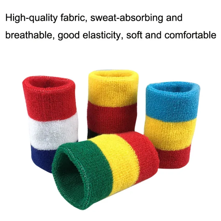 2PCS Basketball Badminton Tennis Running Fitness Towel Sweat-absorbent Sports Wrist(Red Yellow Green)