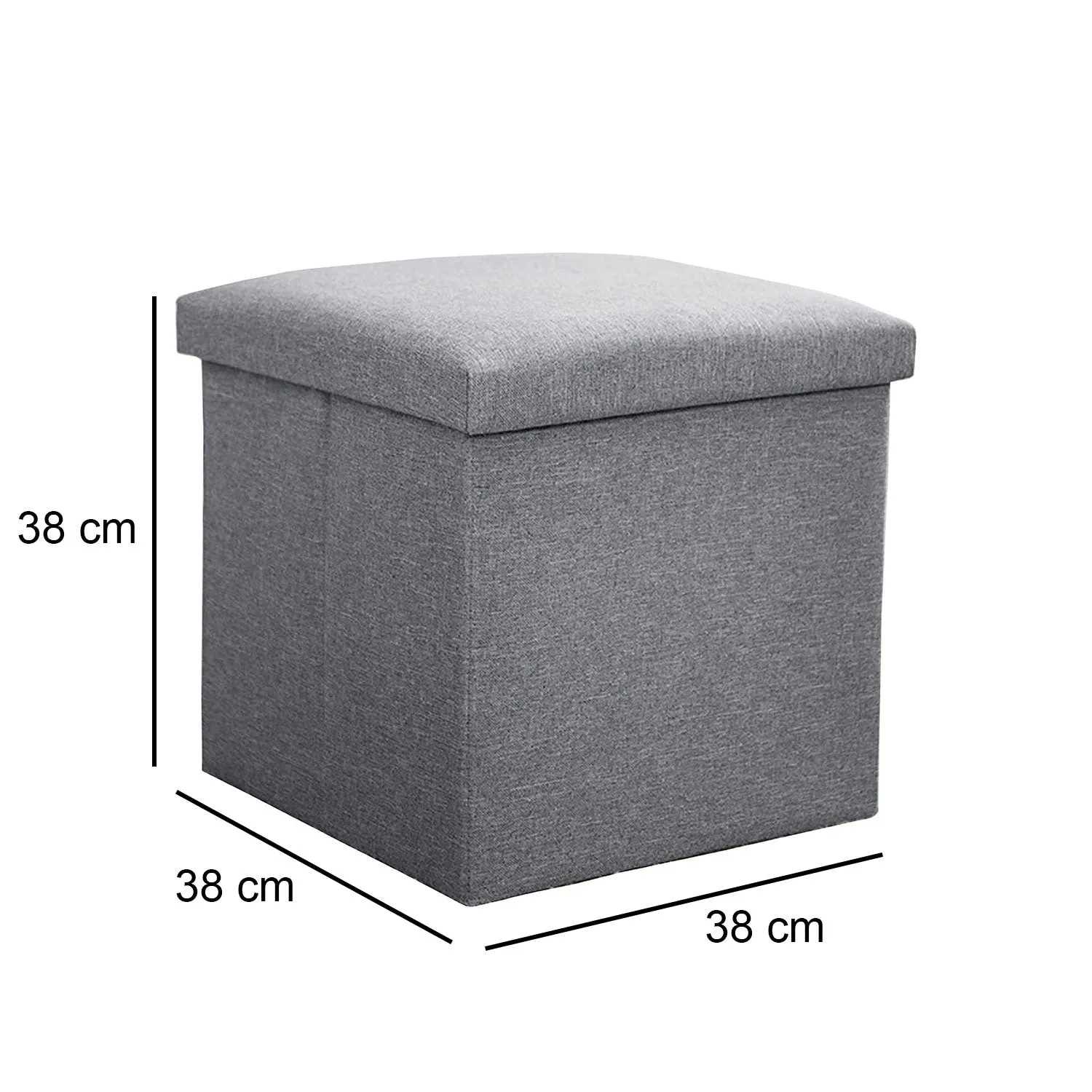 38CM Storage Ottoman Cube Foot Rest-Grey