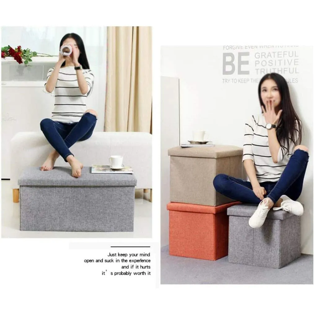 38CM Storage Ottoman Cube Foot Rest-Grey