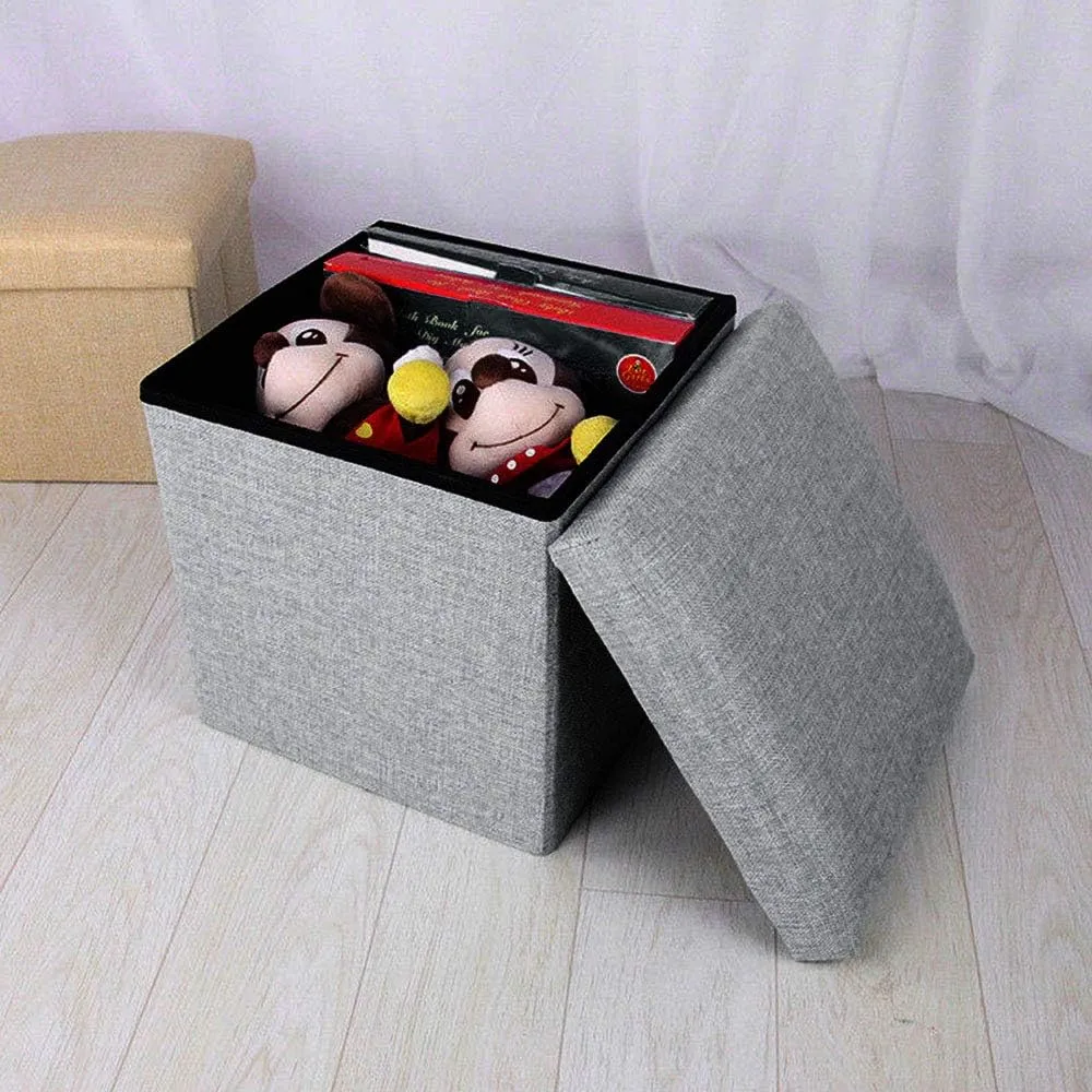 38CM Storage Ottoman Cube Foot Rest-Grey