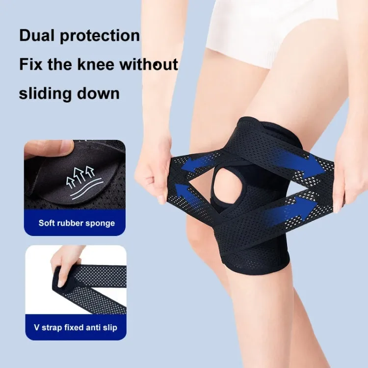 4th Generation Breathable Knee Guard Adjustable Thin Sports Running Cycling Mountaineering Meniscus Knee Joint Patella Strap, Size: XL(Black)