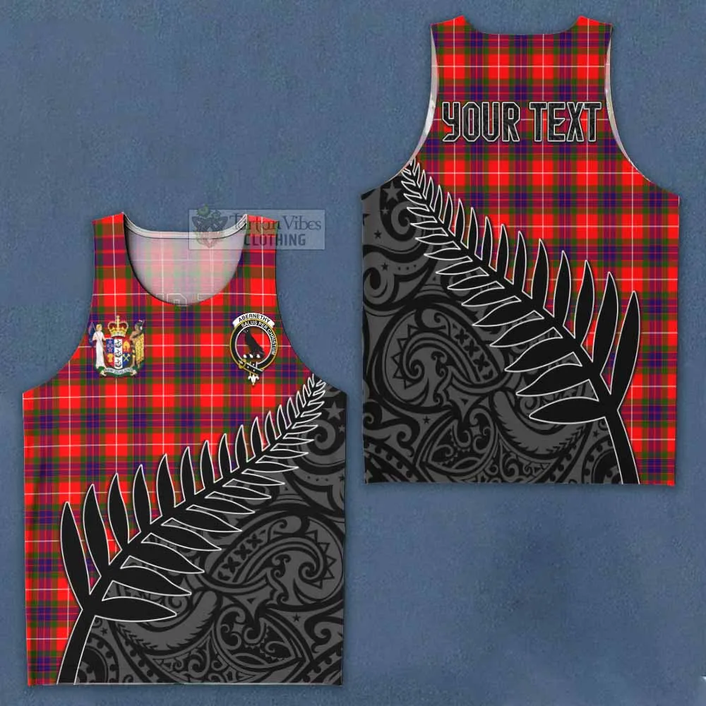 Abernethy Crest Tartan Men's Tank Top with New Zealand Silver Fern Half Style