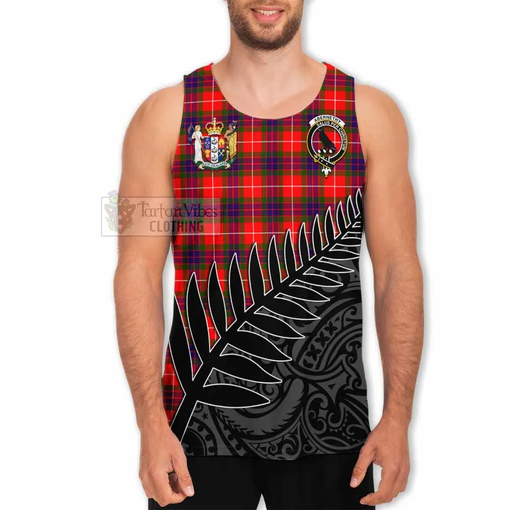 Abernethy Crest Tartan Men's Tank Top with New Zealand Silver Fern Half Style