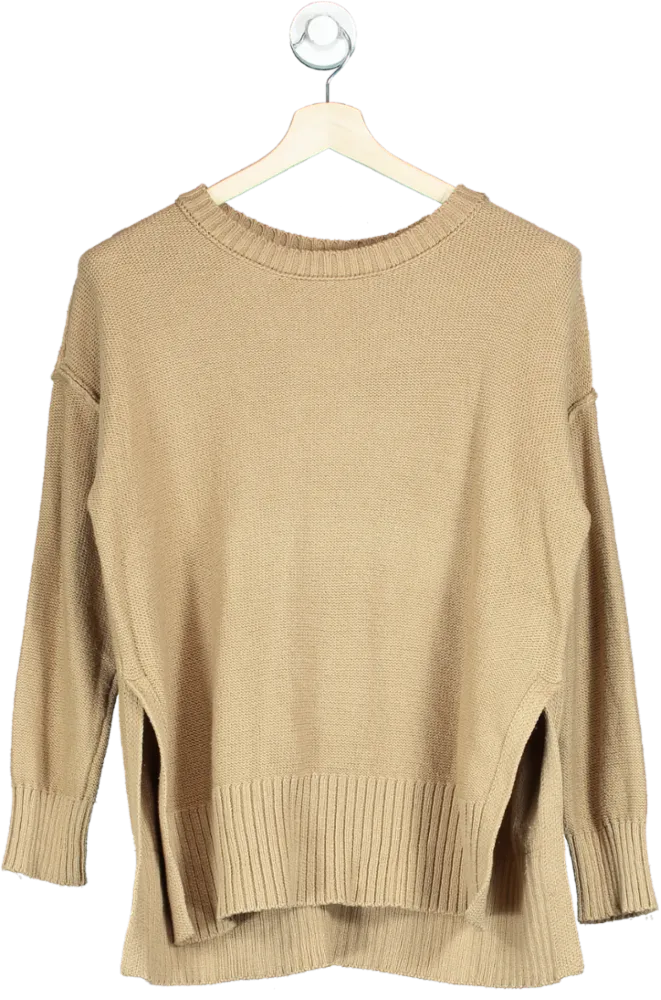 Aerie Brown Ribbed Knit Sweater UK XS