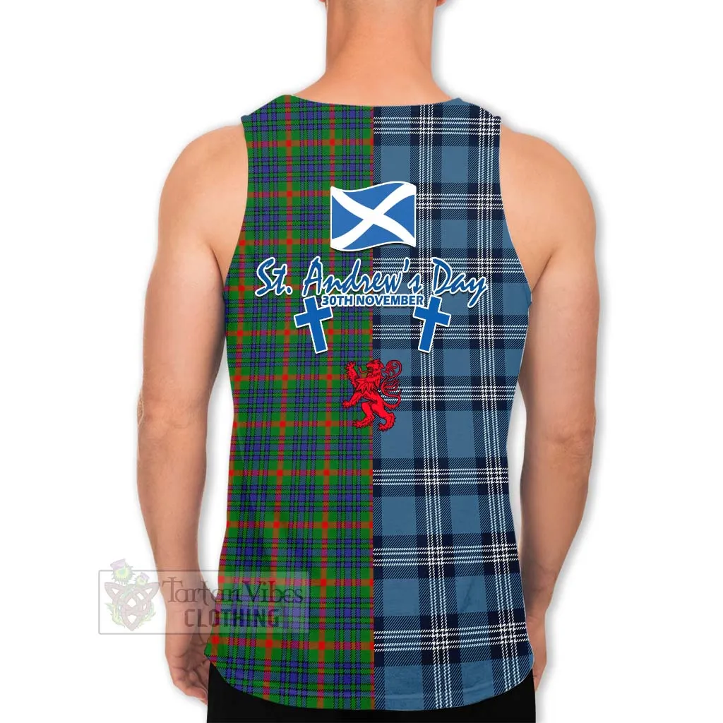 Aiton Tartan Men's Tank Top Happy St. Andrew's Day Half Tartan Style