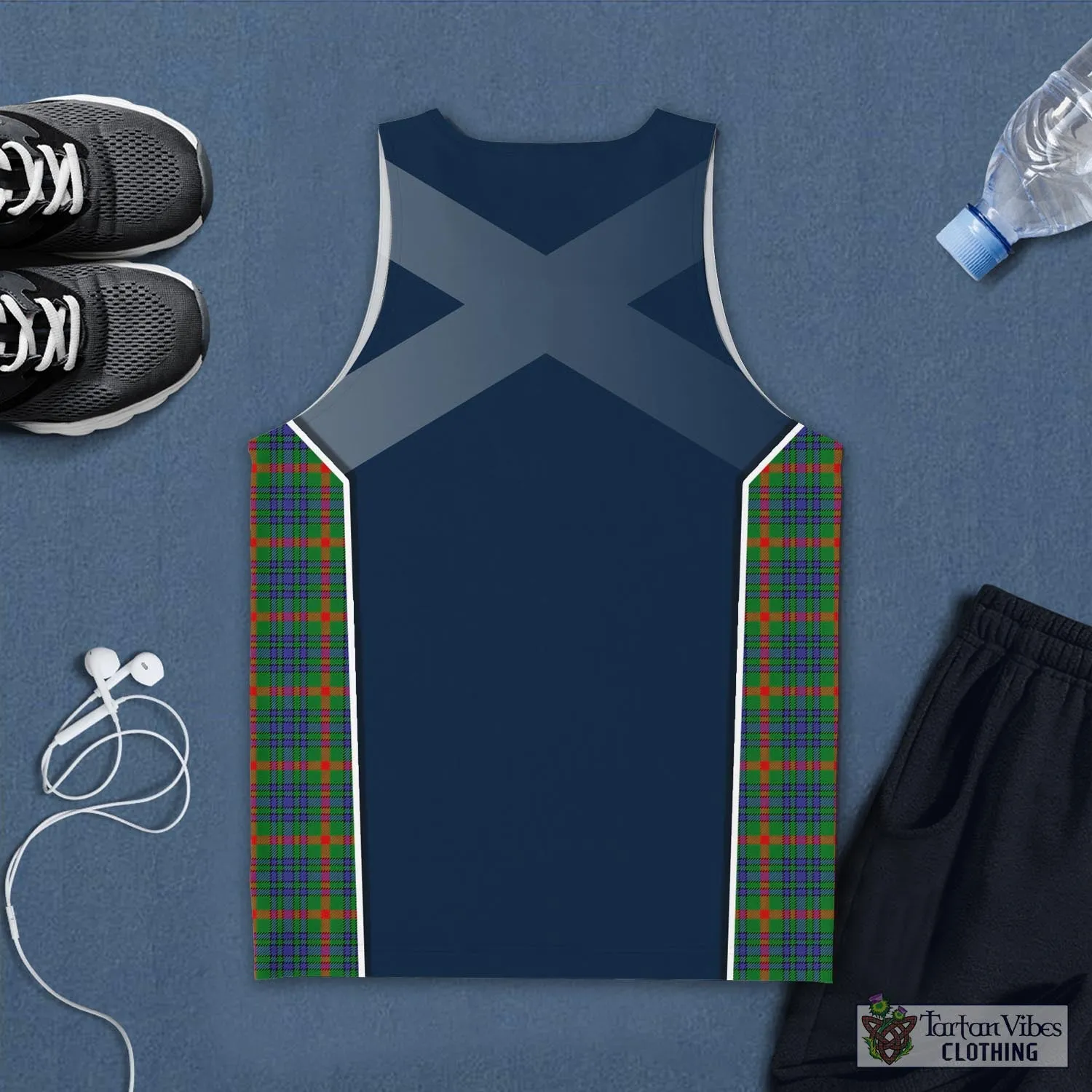 Aiton Tartan Men's Tanks Top with Family Crest and Scottish Thistle Vibes Sport Style