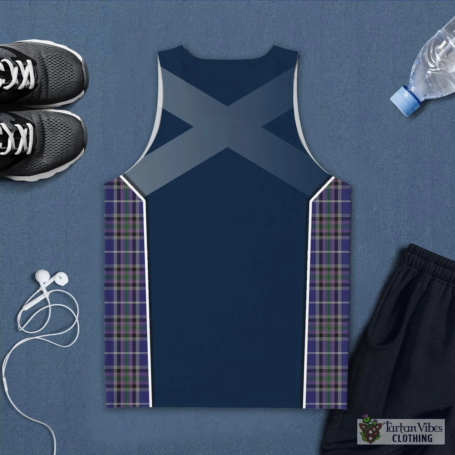 Alexander of Menstry Tartan Men's Tanks Top with Family Crest and Scottish Thistle Vibes Sport Style