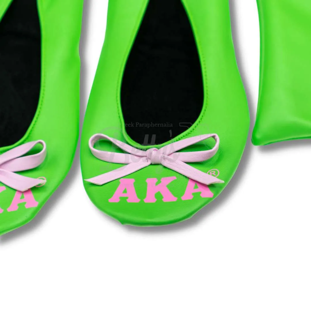 Alpha Kappa Alpha AKA Printed Foldable Ballet Flats with Carrying Case