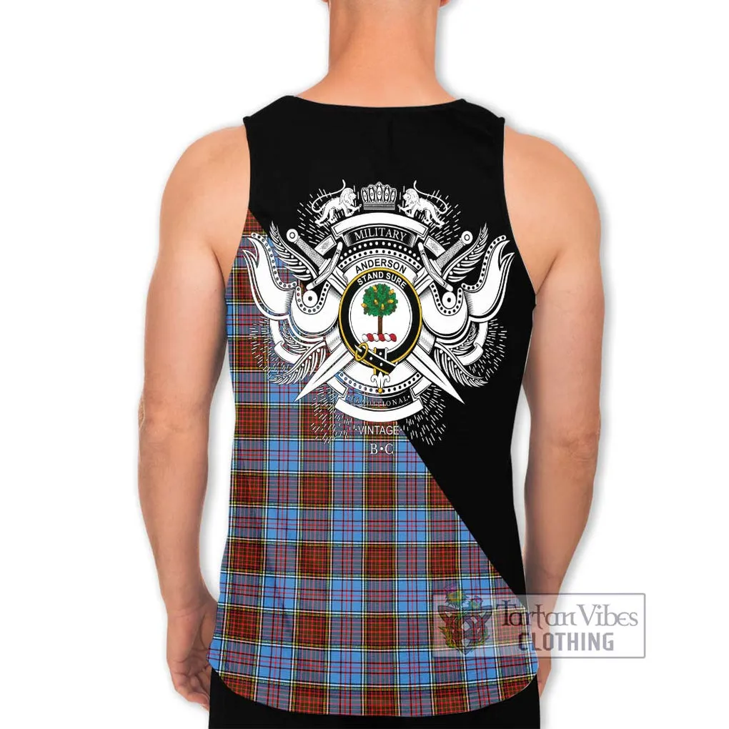 Anderson Modern Tartan Men's Tank Top with Family Crest and Military Logo Style