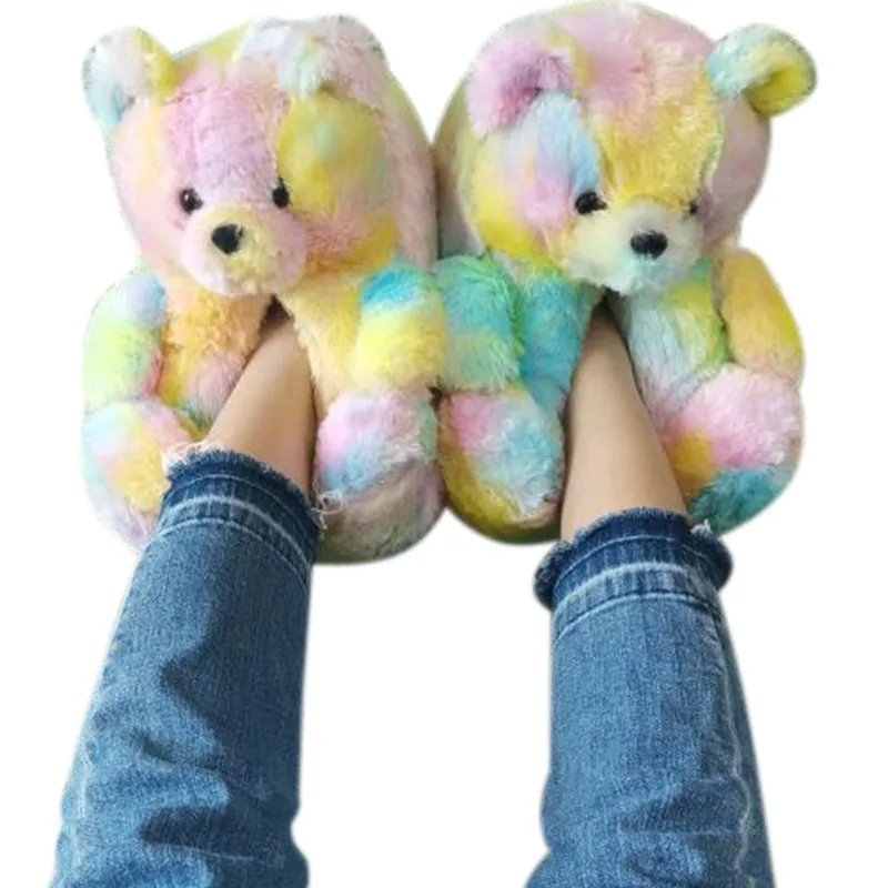 Animal Slippers Cute Bear Plush Slippers Indoor House Cartoon UGG Style