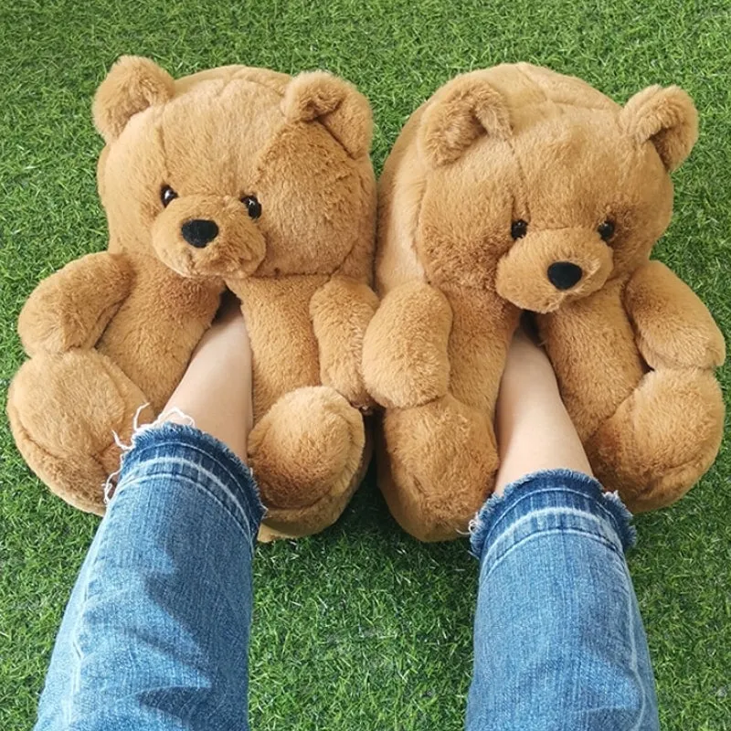 Animal Slippers Cute Bear Plush Slippers Indoor House Cartoon UGG Style