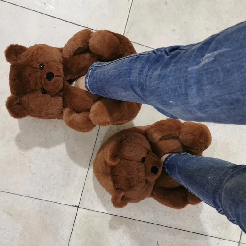 Animal Slippers Cute Bear Plush Slippers Indoor House Cartoon UGG Style