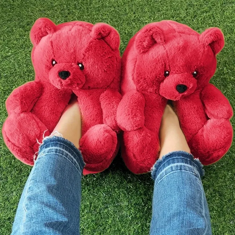 Animal Slippers Cute Bear Plush Slippers Indoor House Cartoon UGG Style