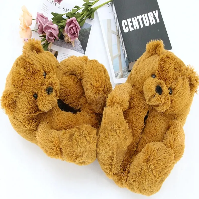 Animal Slippers Cute Bear Plush Slippers Indoor House Cartoon UGG Style