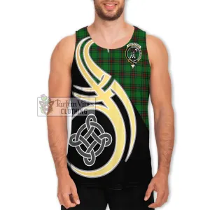 Anstruther Tartan Men's Tank Top with Family Crest and Celtic Symbol Style