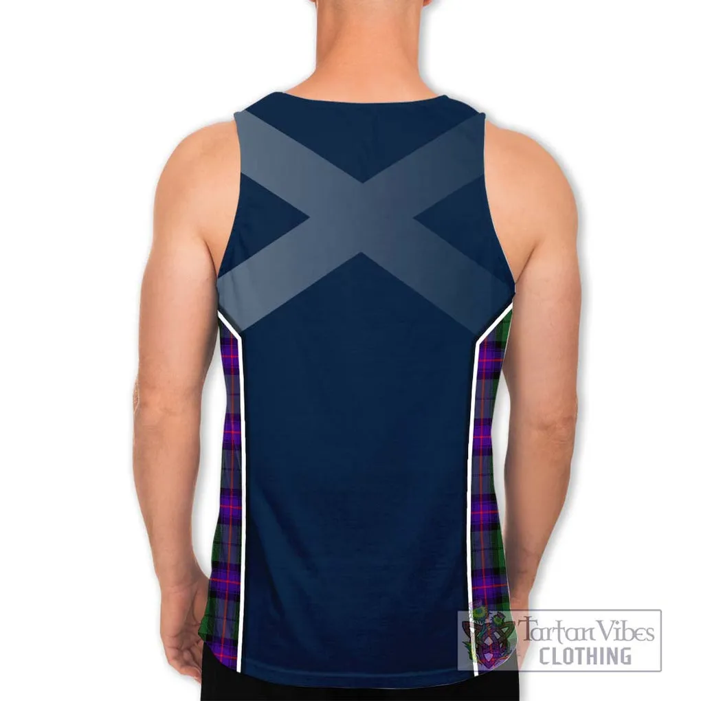 Armstrong Modern Tartan Men's Tank Top with Family Crest and Lion Rampant Vibes Sport Style