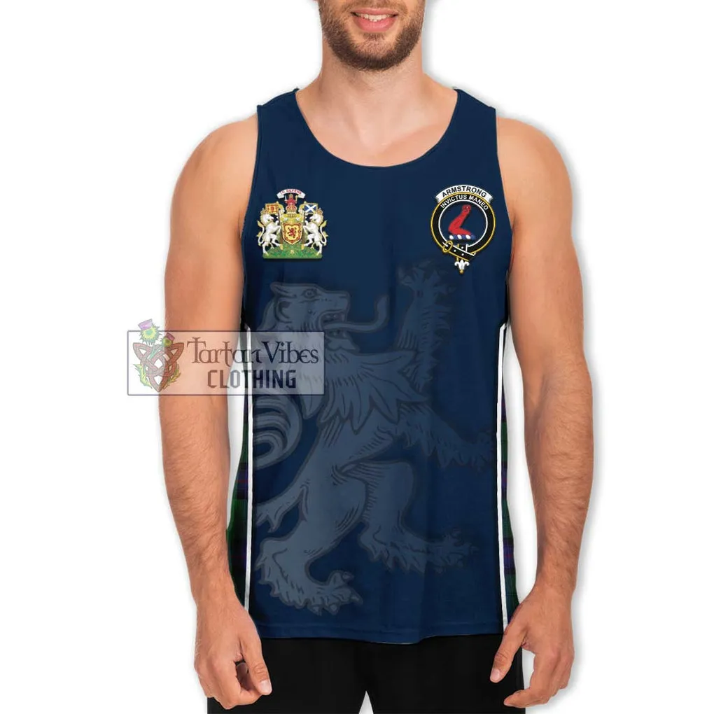 Armstrong Tartan Men's Tank Top with Family Crest and Lion Rampant Vibes Sport Style