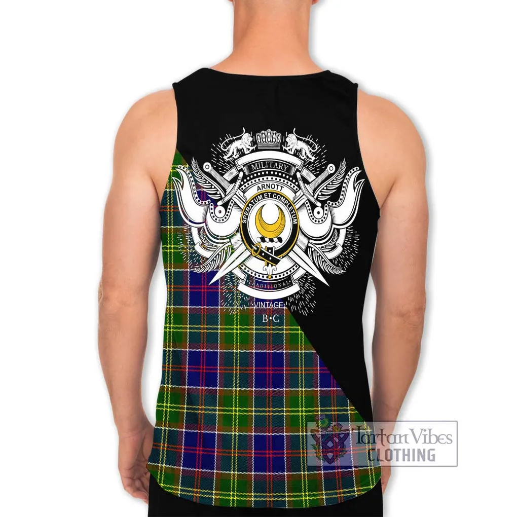 Arnott Tartan Men's Tank Top with Family Crest and Military Logo Style