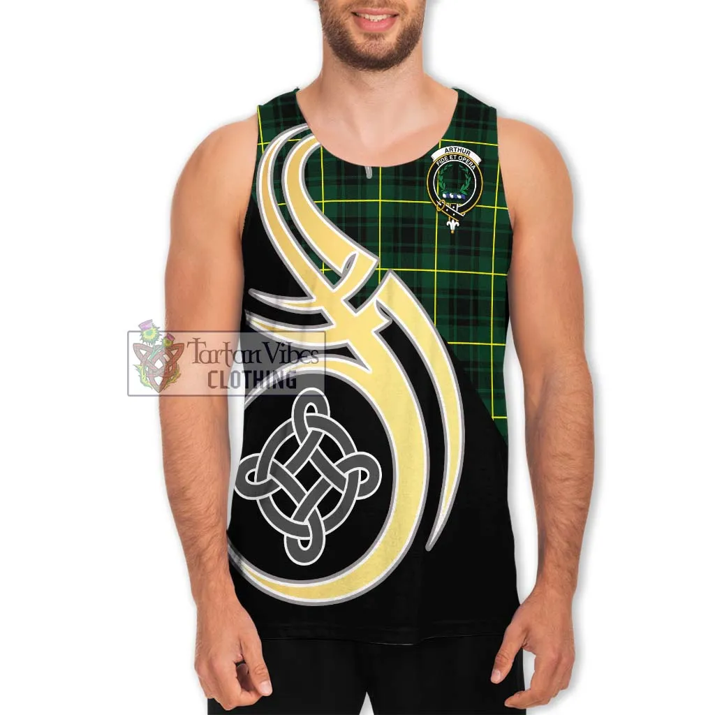 Arthur Modern Tartan Men's Tank Top with Family Crest and Celtic Symbol Style