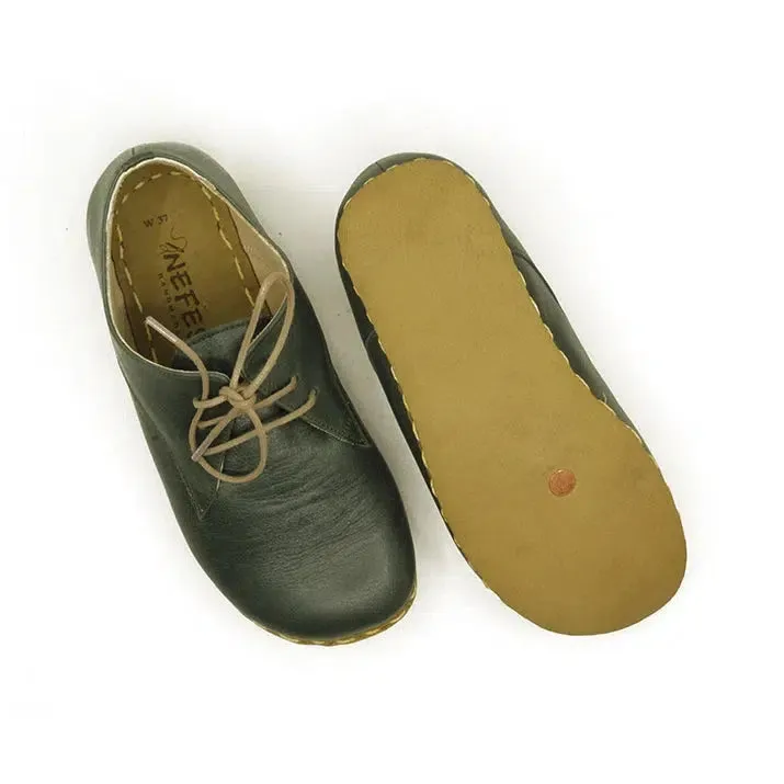 Barefoot Oxford Shoes Women - Laced Green