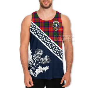 Belshes (Belsches) Tartan Men's Tank Top Featuring Thistle and Scotland Map