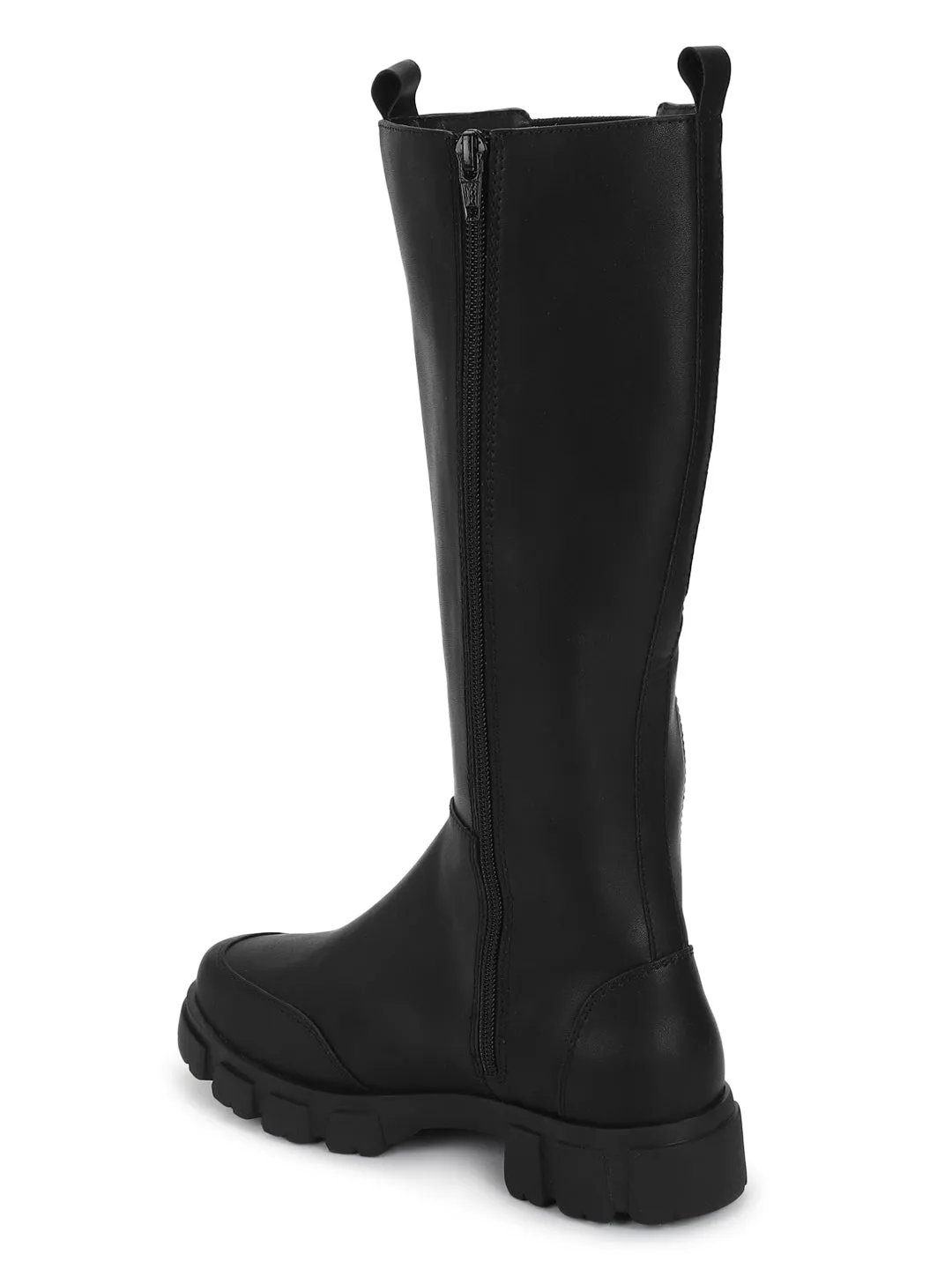 Black PU Kitten Long Boots (TC-ST-1309-BLK)