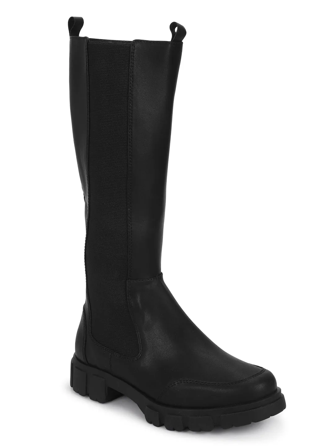 Black PU Kitten Long Boots (TC-ST-1309-BLK)