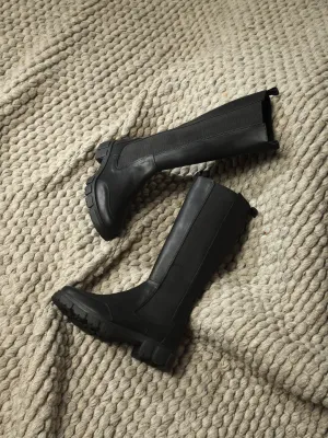 Black PU Kitten Long Boots (TC-ST-1309-BLK)