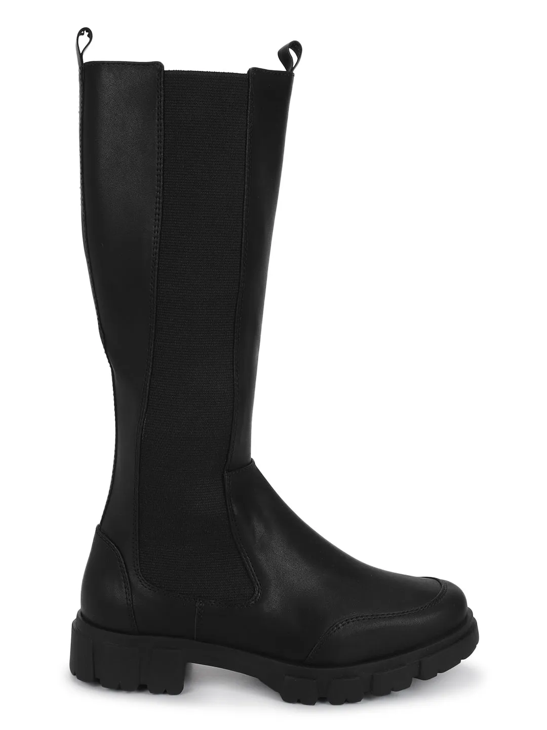 Black PU Kitten Long Boots (TC-ST-1309-BLK)