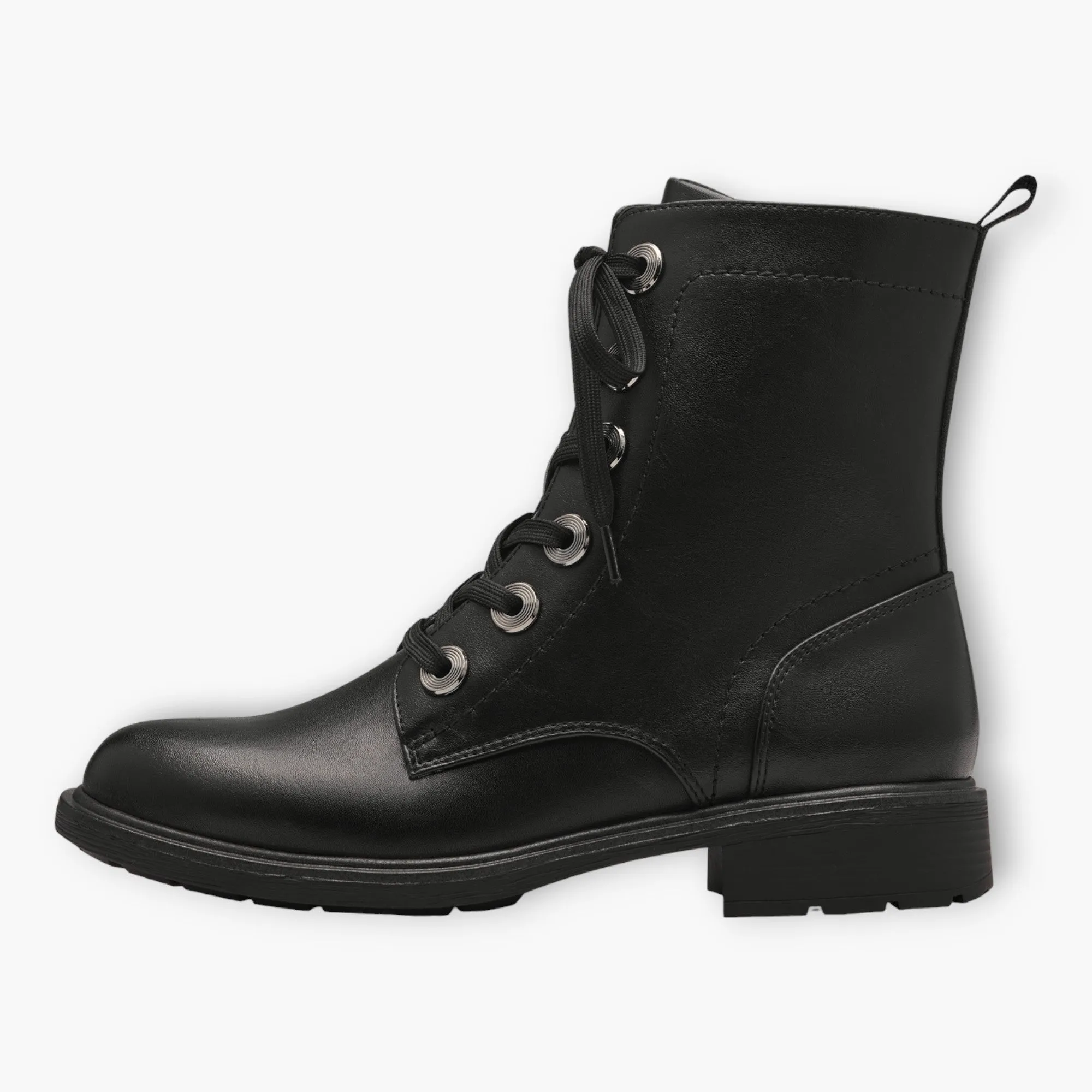 Black Women's Lace-Up Boots with Block Heel