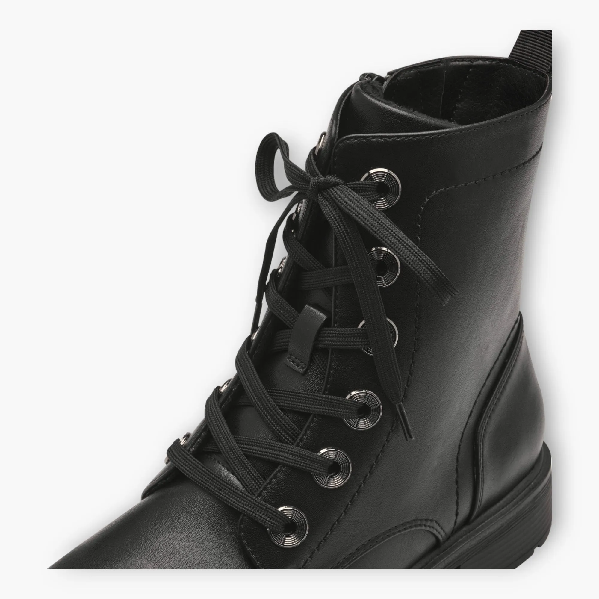 Black Women's Lace-Up Boots with Block Heel