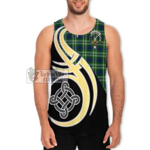 Blackadder Tartan Men's Tank Top with Family Crest and Celtic Symbol Style