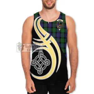 Blair Tartan Men's Tank Top with Family Crest and Celtic Symbol Style