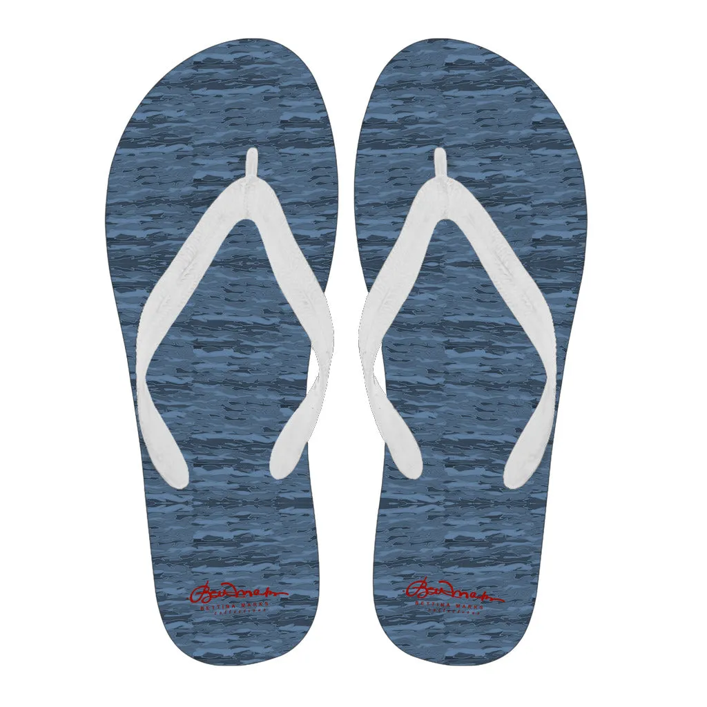 Blue Camouflage Lava Flip Flops