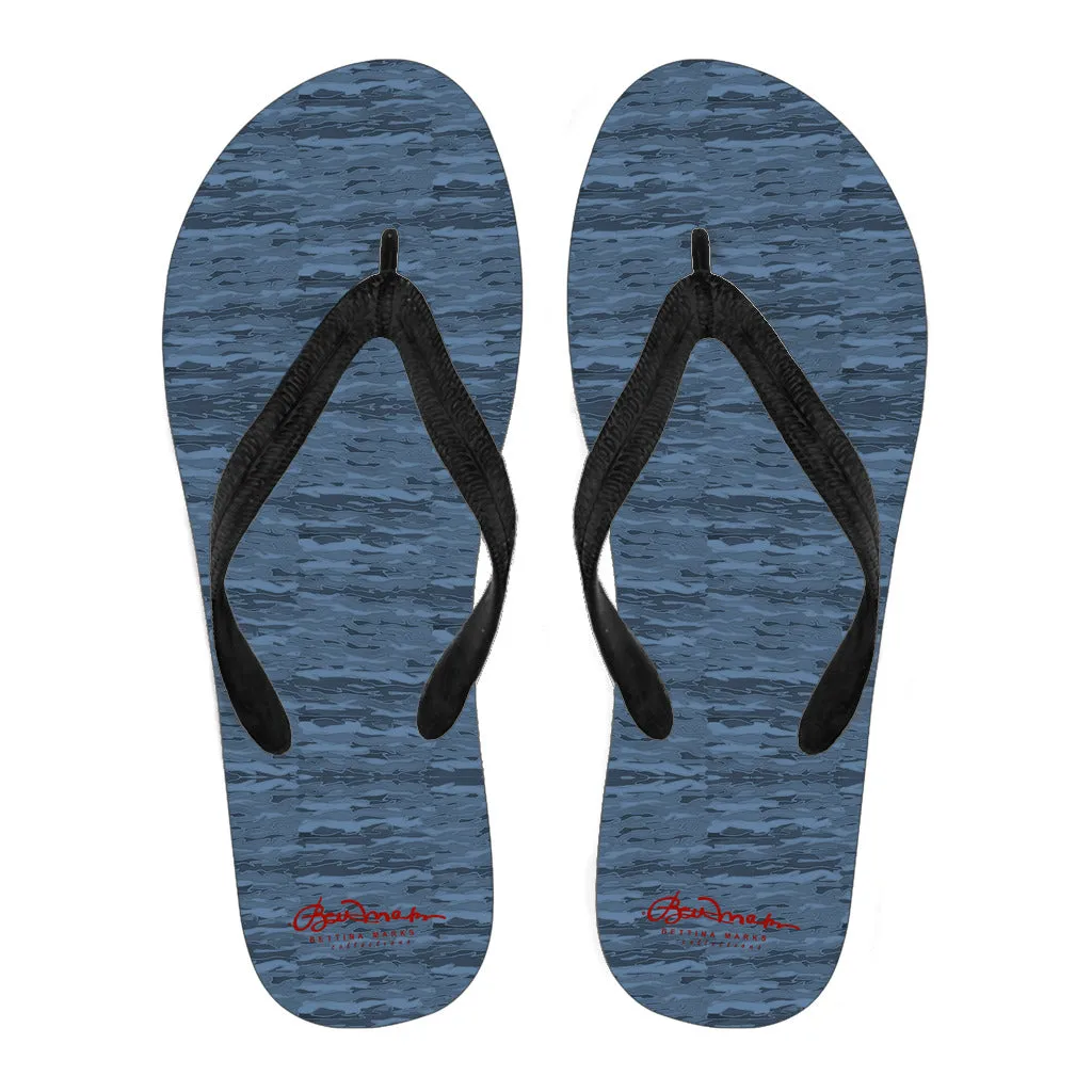 Blue Camouflage Lava Flip Flops