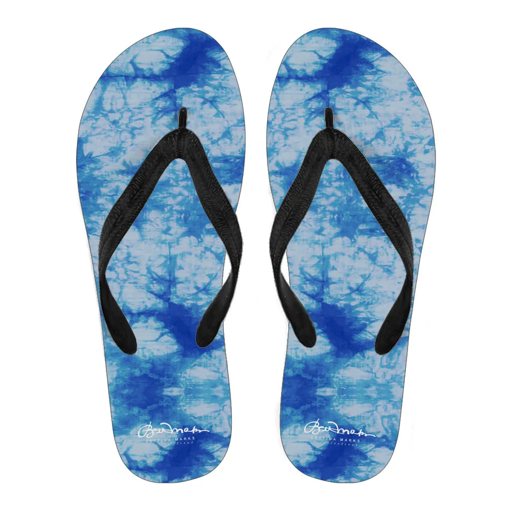 Blue Tie Dye Flip Flops