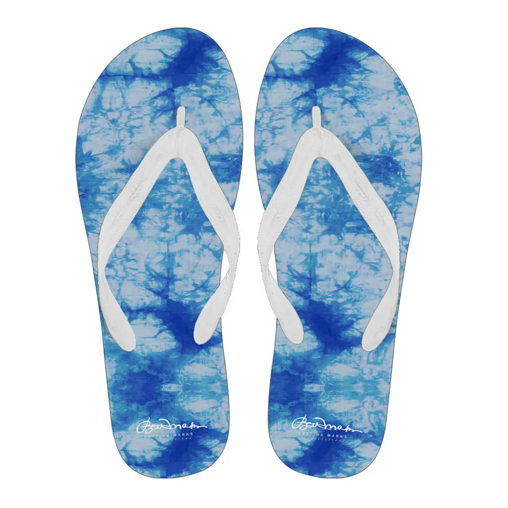 Blue Tie Dye Flip Flops