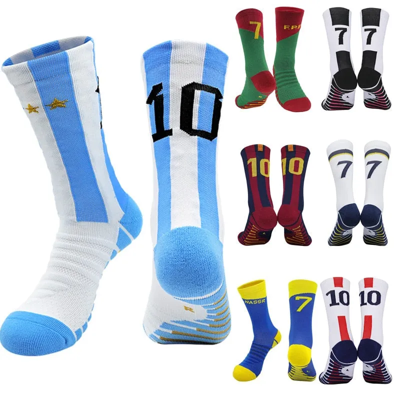 Blue Yellow Soccer Socks Fast-drying Breathable Non-Slip