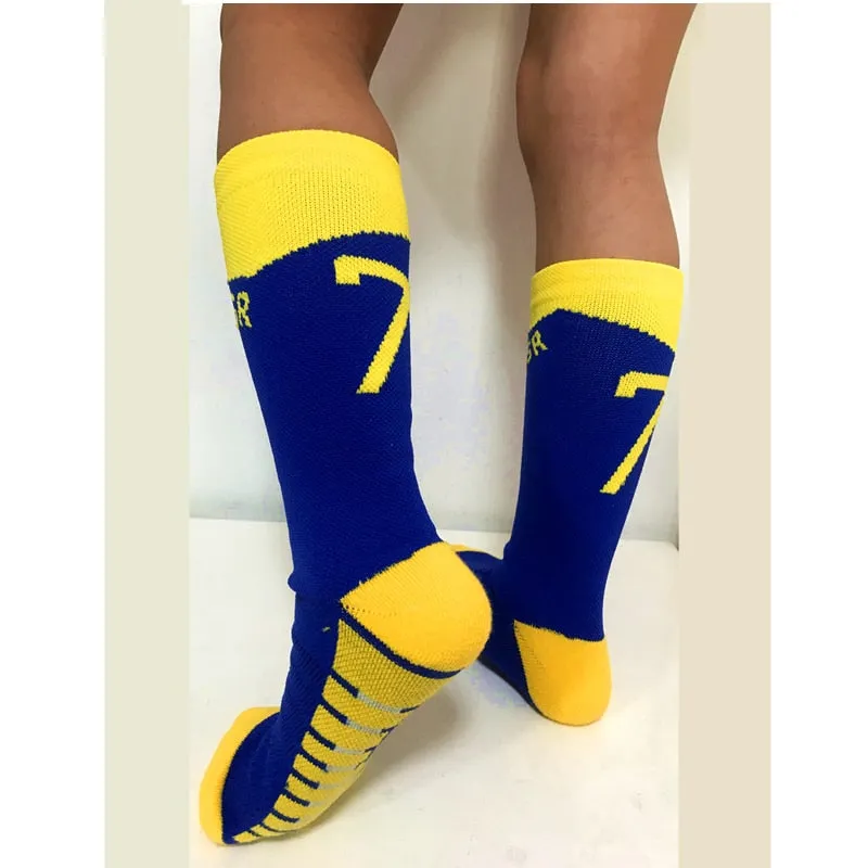 Blue Yellow Soccer Socks Fast-drying Breathable Non-Slip