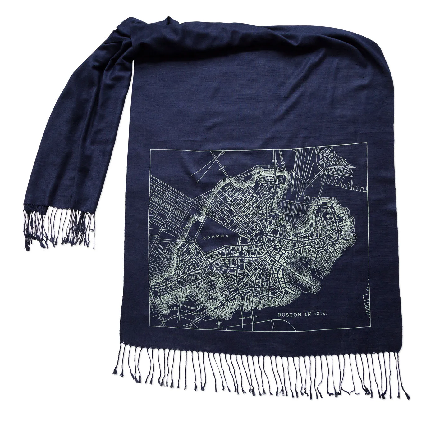 Boston Map Scarf, 1814 Vintage Map Bamboo Pashmina