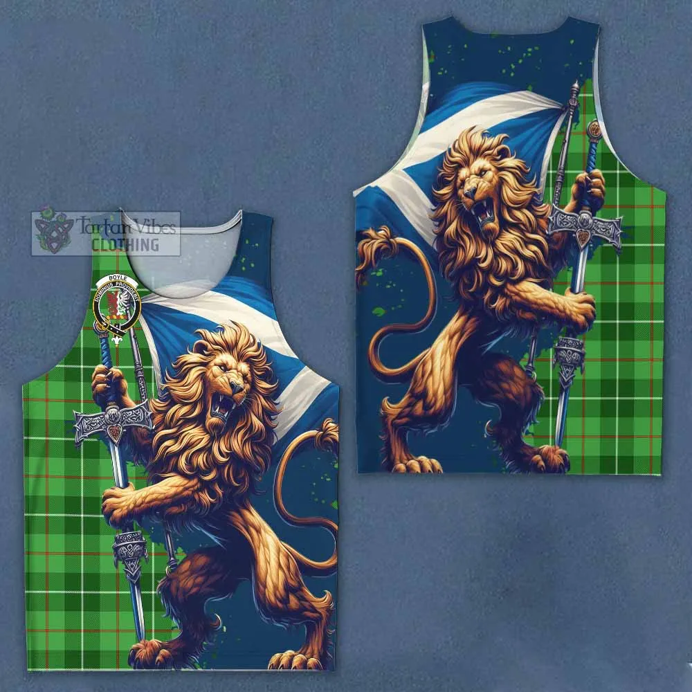 Boyle Tartan Family Crest Men's Tank Top with Scottish Majestic Lion