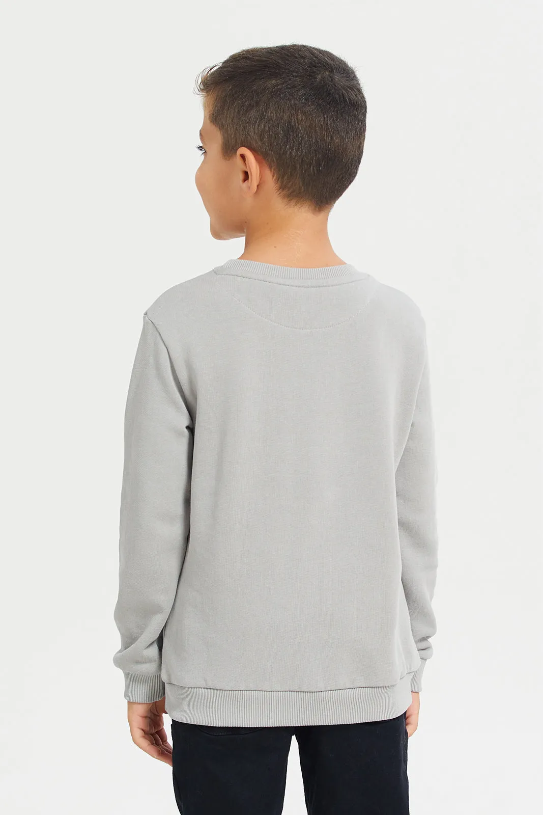 Boys Grey Sweatshirt With Mock Bag